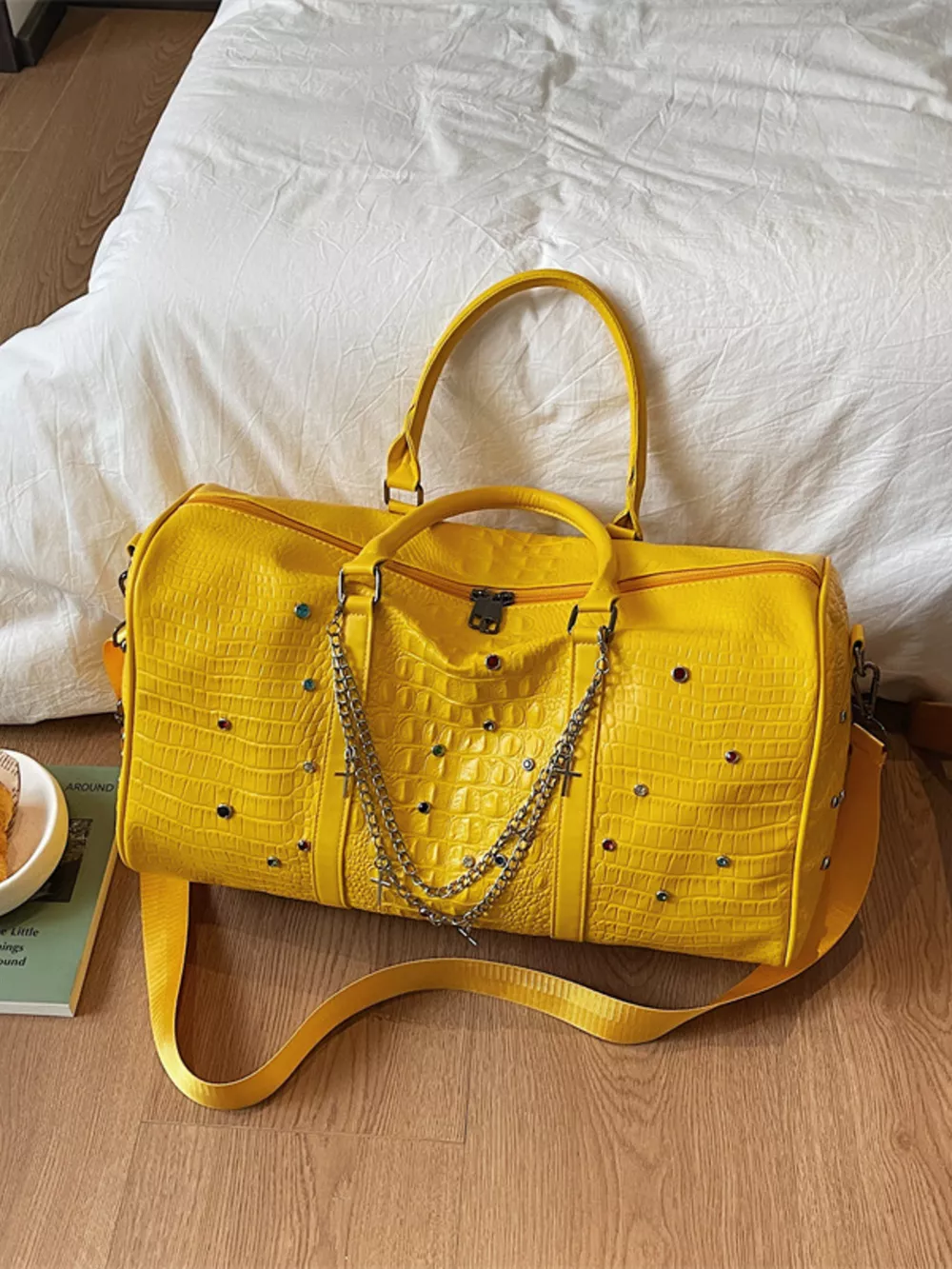 Studded Leather Duffel Bag, image 4