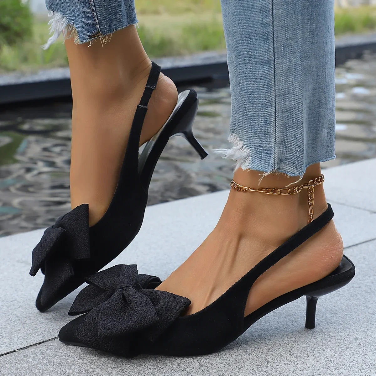 Bow Point Toe Kitten Heels Pumps, image 2