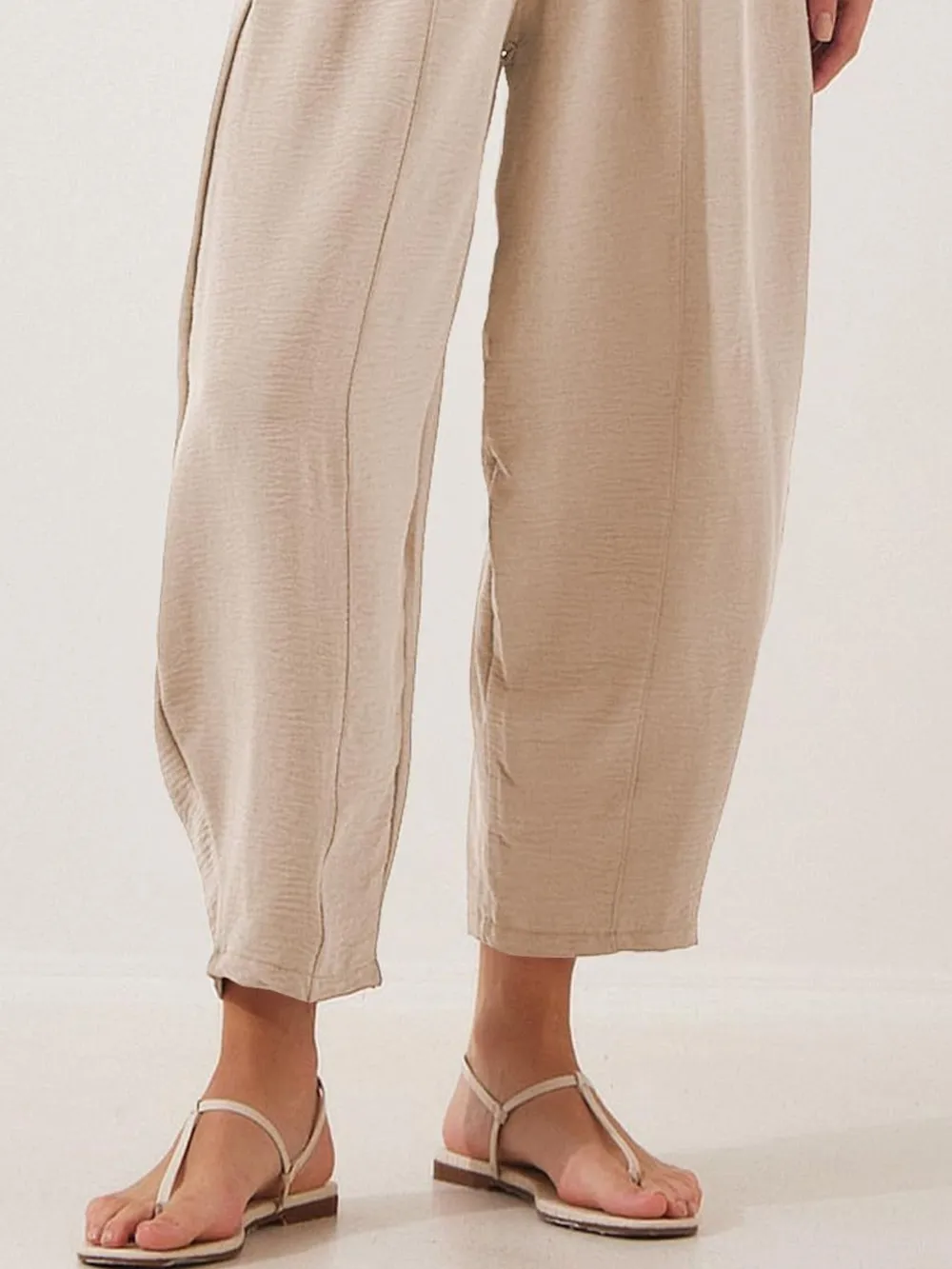 Full Size Drawstring Wide Leg Cropped Pants Plus Size, image 9