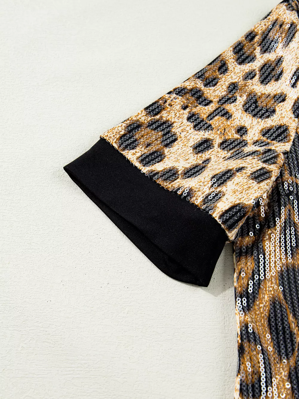 Sequin Leopard Pattern Short Sleeve Top, image 12