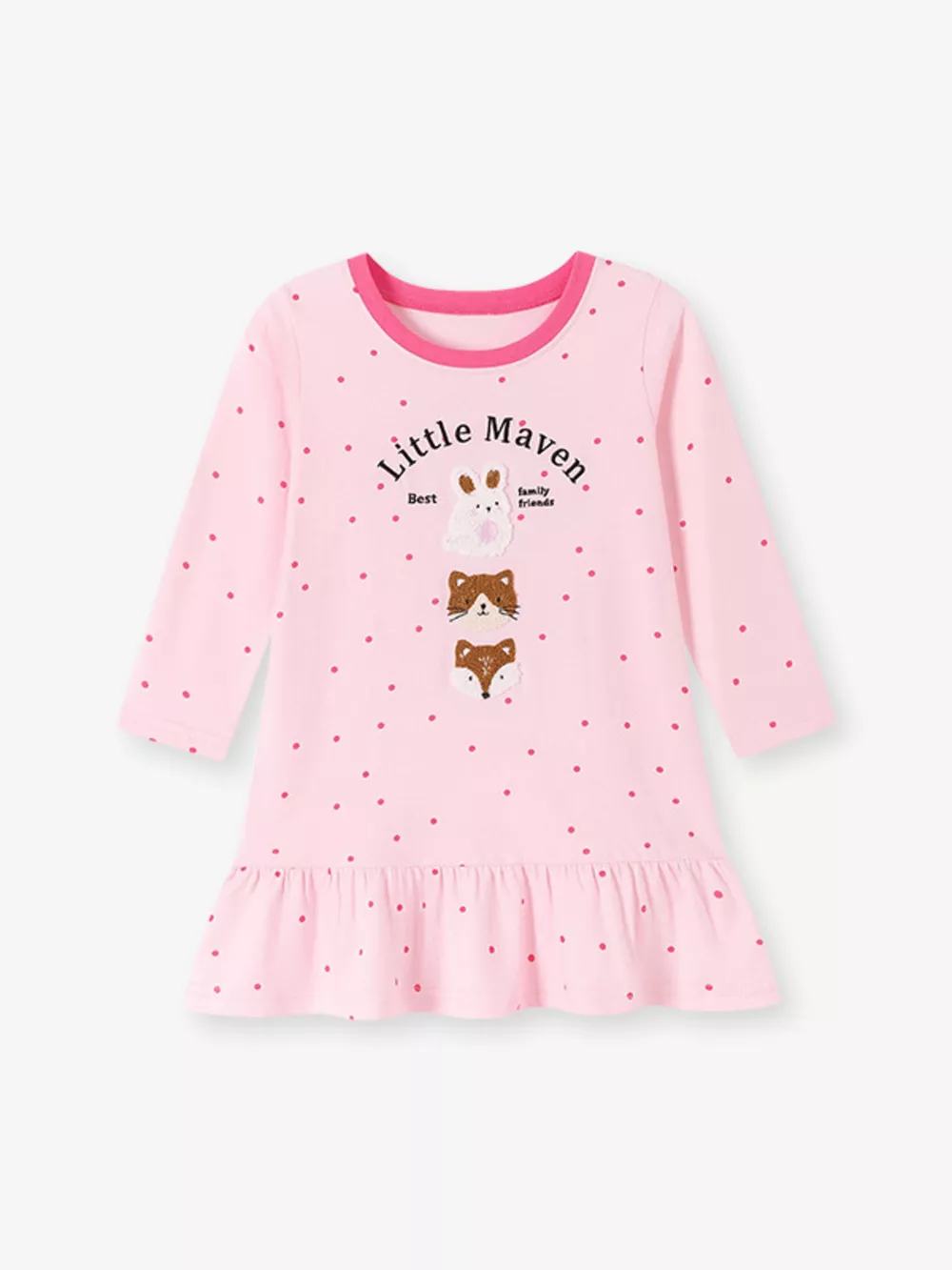 Children's Animal Long-Sleeve Ruffle Hem Dress, image 2