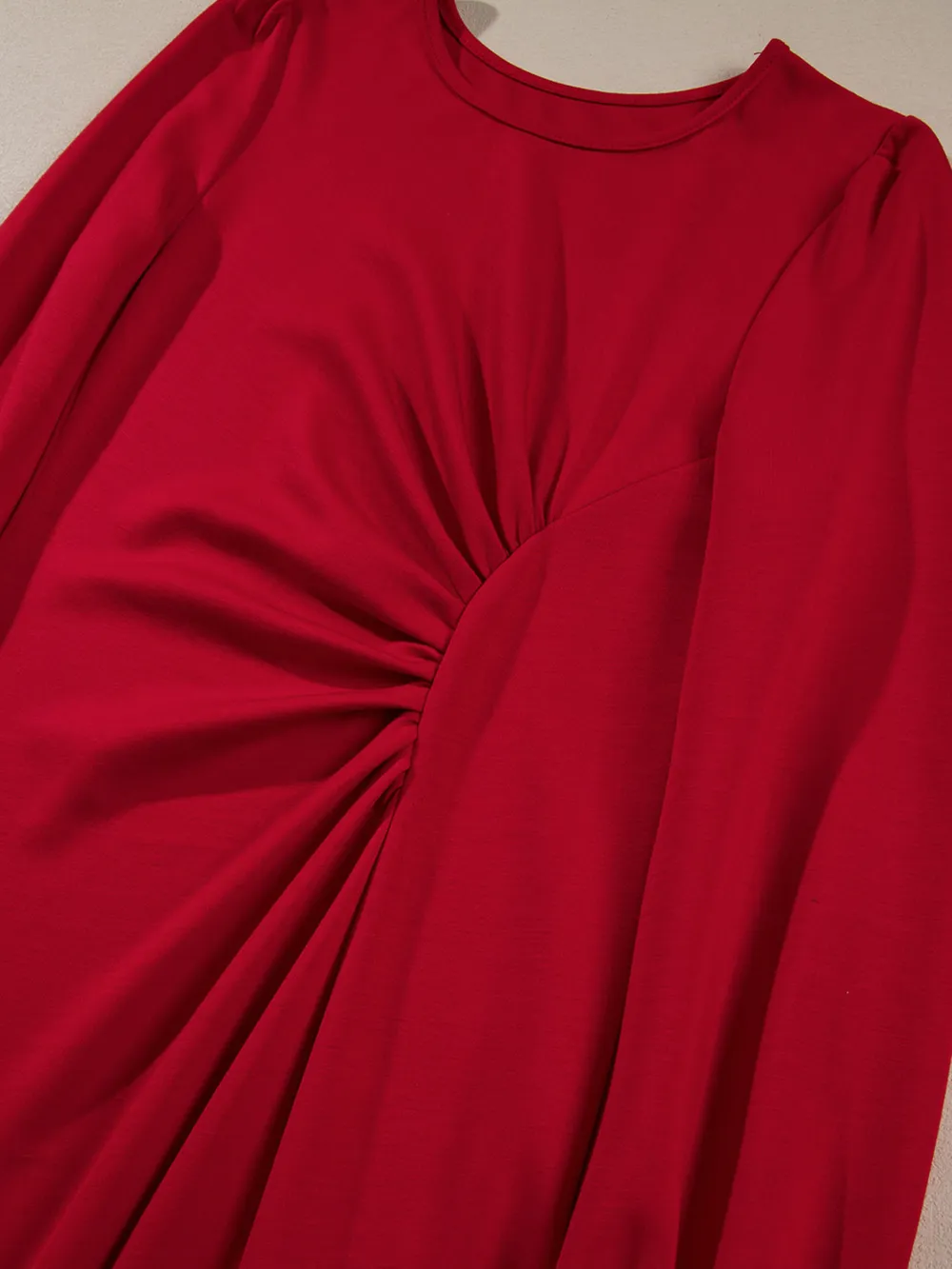 Solid Color Ruched Detail Long Sleeve Midi Dress, image 25