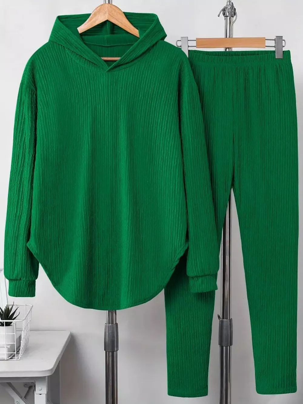 Textured Long Sleeve Hoodie and Pants Set, image 13