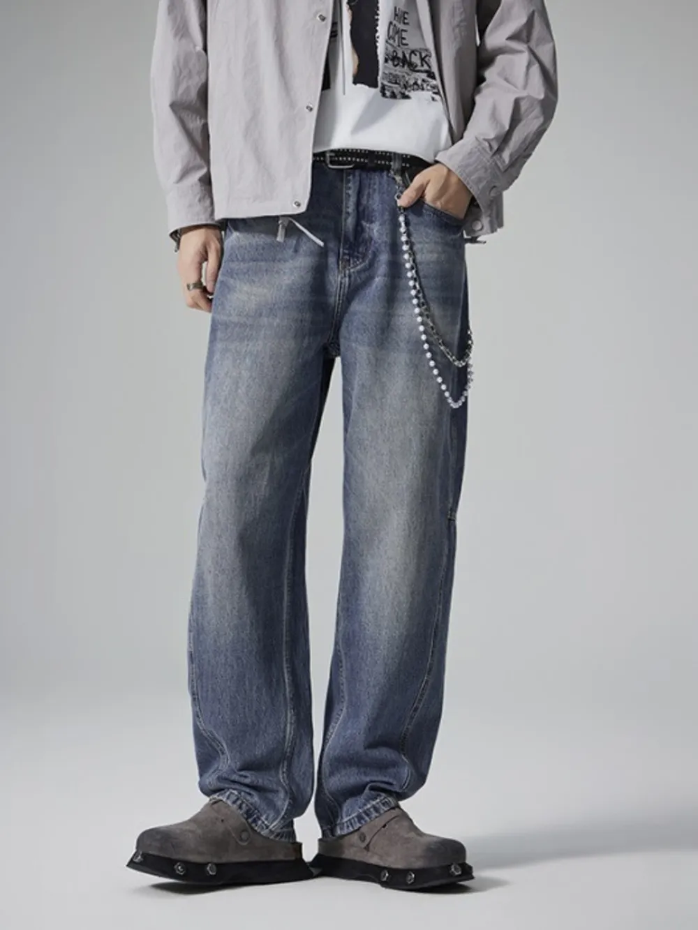 Men's Washed Relaxed Wide-Leg Jeans