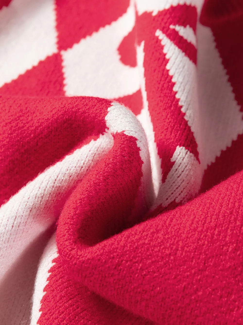 Bow Print 2-Tone Rhombus Knit Loose Sweater, image 8