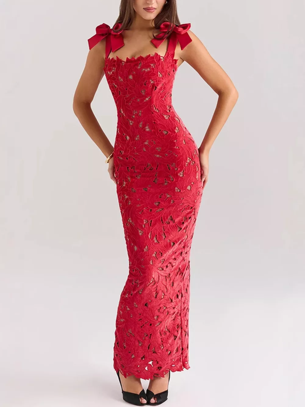 Slit Tie Shoulder Maxi Dress, image 6