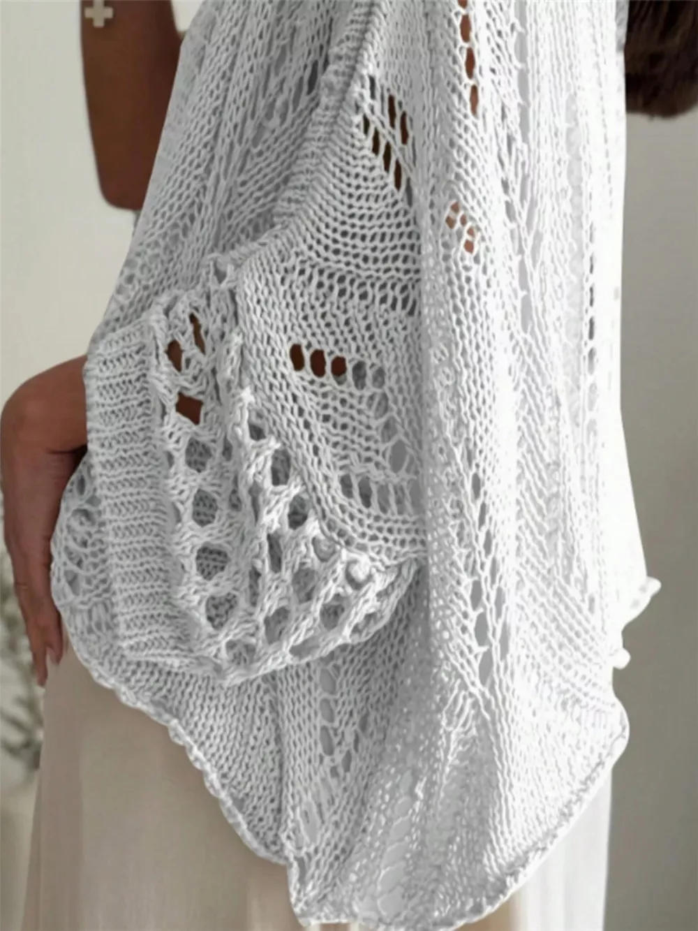 Boat Neck Crochet Knit Cover Up, image 10