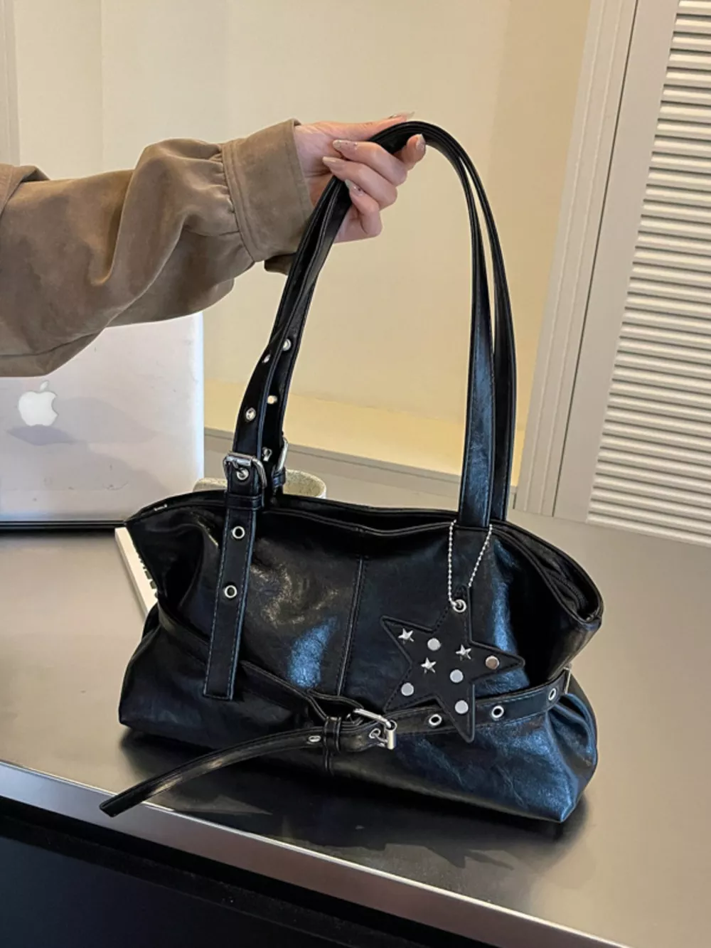Star Charm Buckle Detail Shoulder Bag, image 4