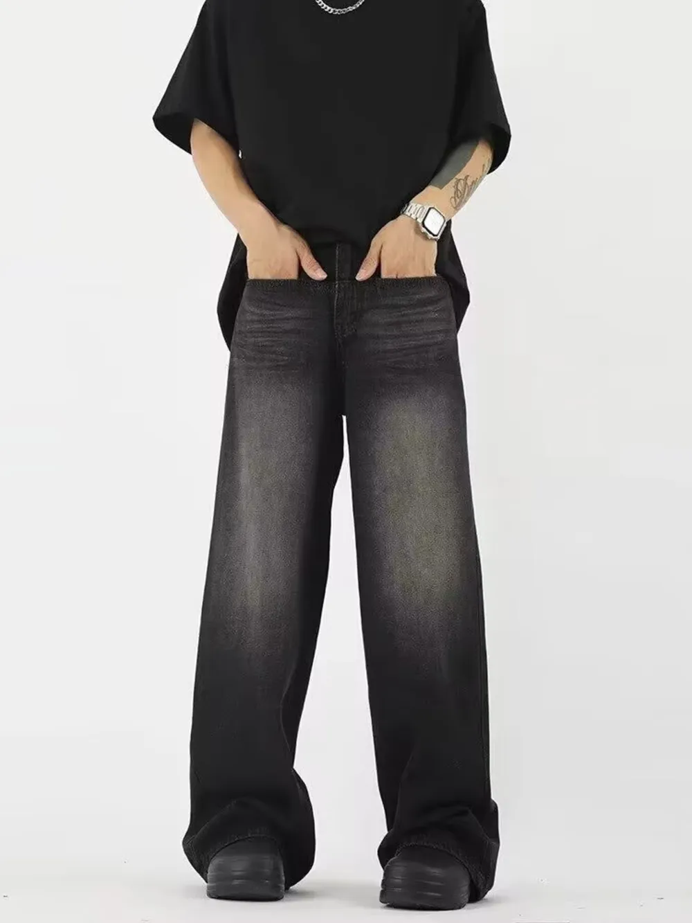 Men's Full Size Wide Leg Gradient Wash Jeans Plus Size, image 2