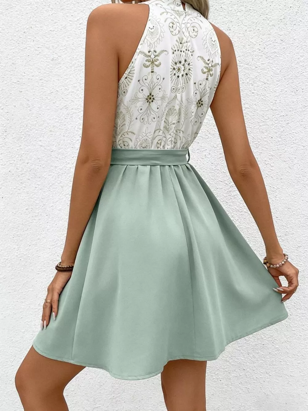 Sleeveless Tie Waist A-Line Dress, image 5