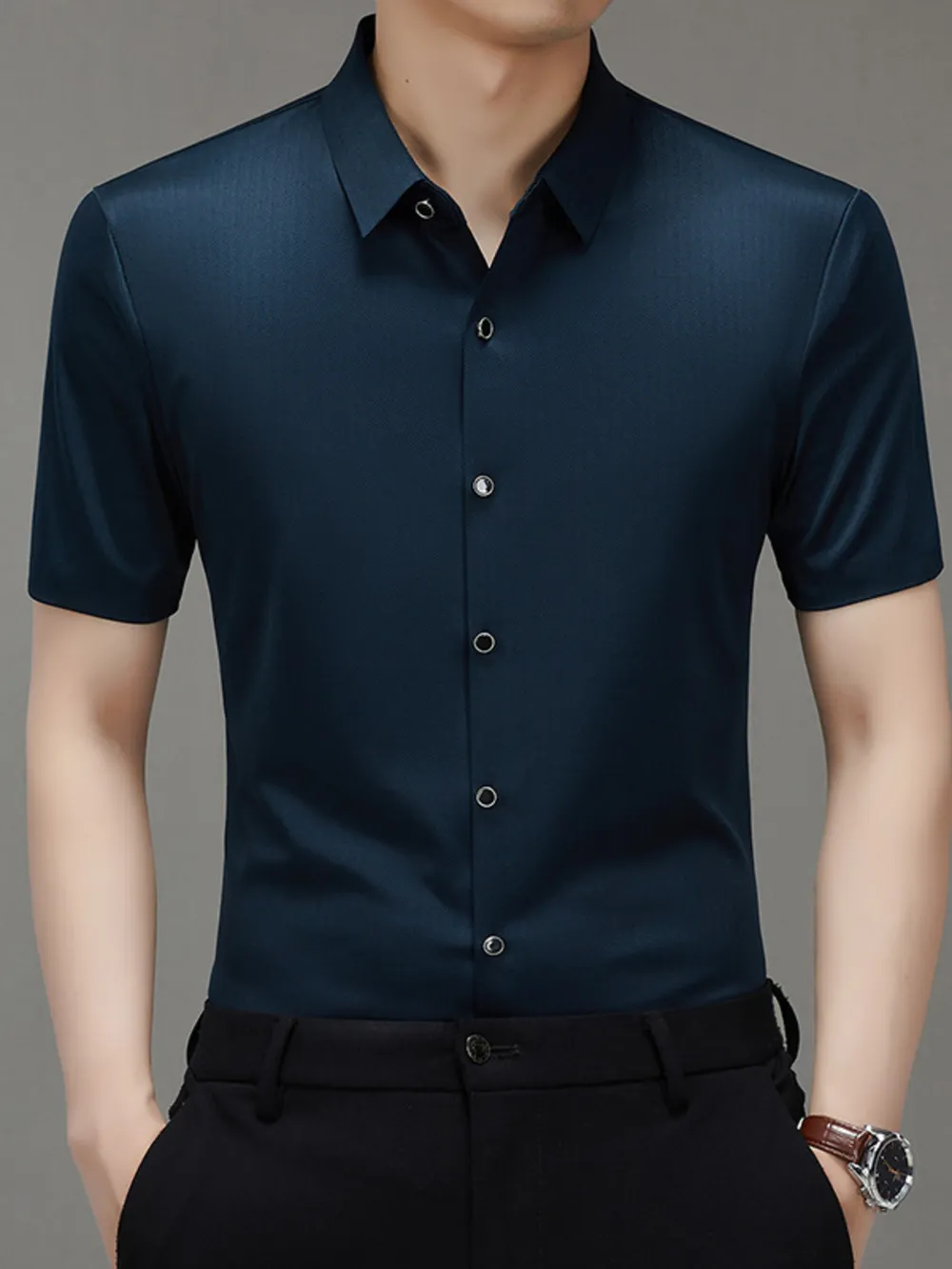 Men's Button Up Short Sleeve Shirt, image 2
