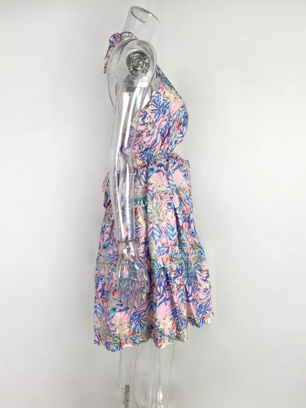 Colorful Print Halter Neck Ruffle Mini Dress, image 15