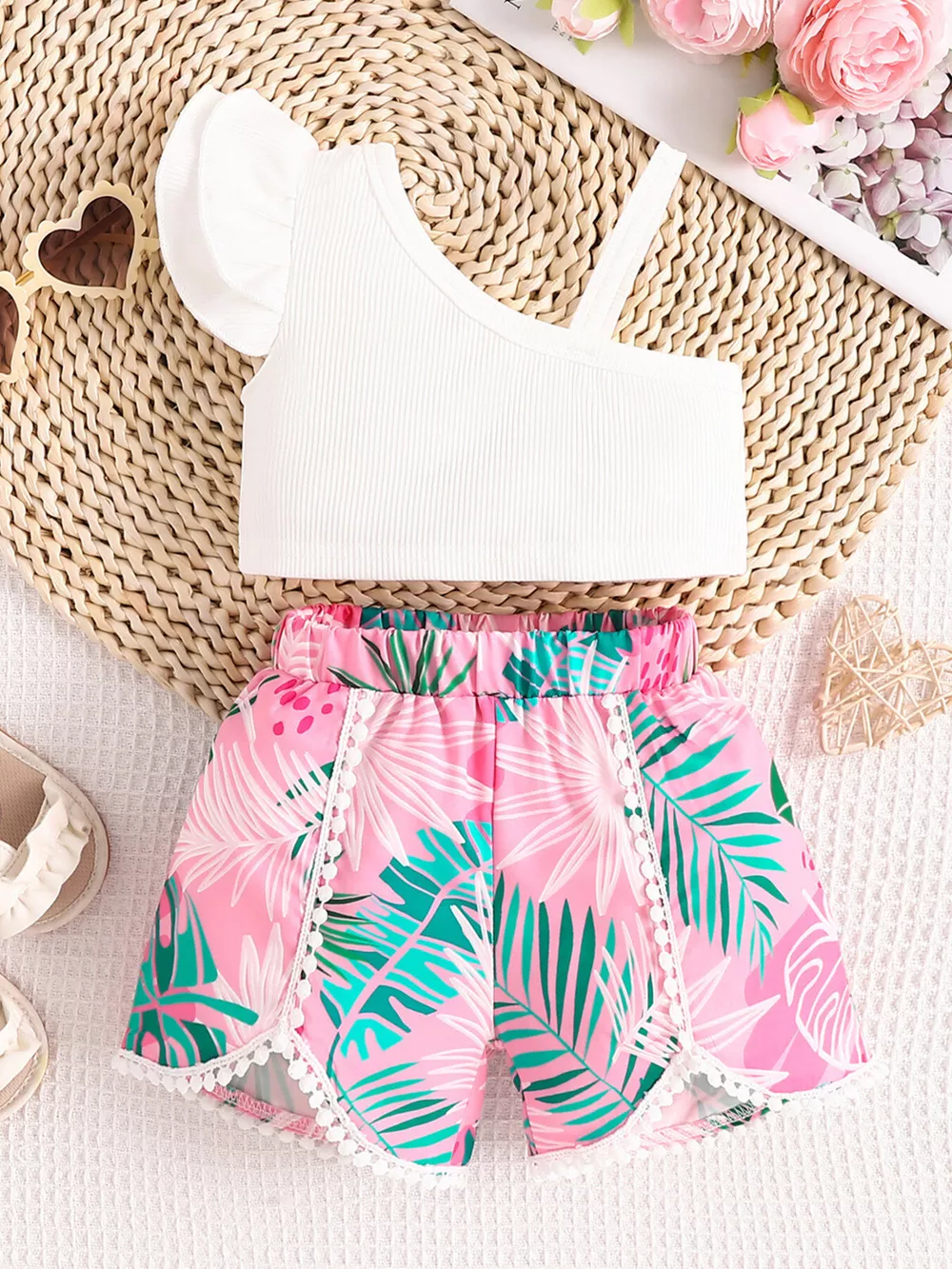 Children's Asymmetrical Neck Top & Shorts Set, image 12