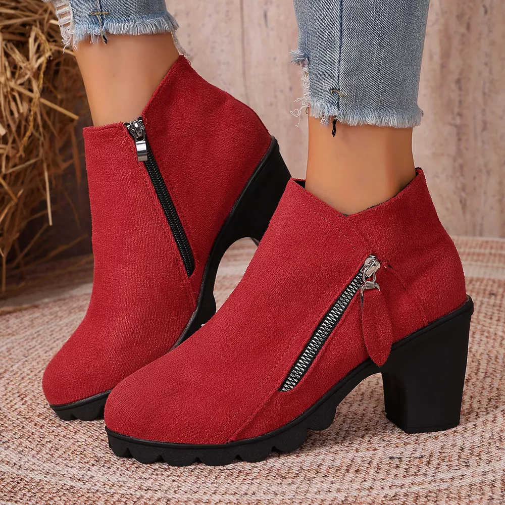 Round Toe Block Heels Boots, image 11