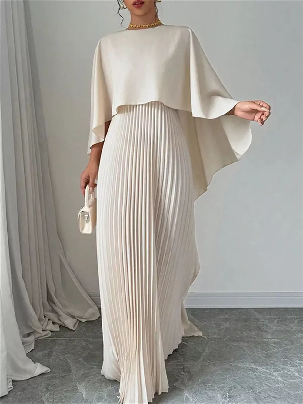 Cape Pleated Maxi Dress, image 6