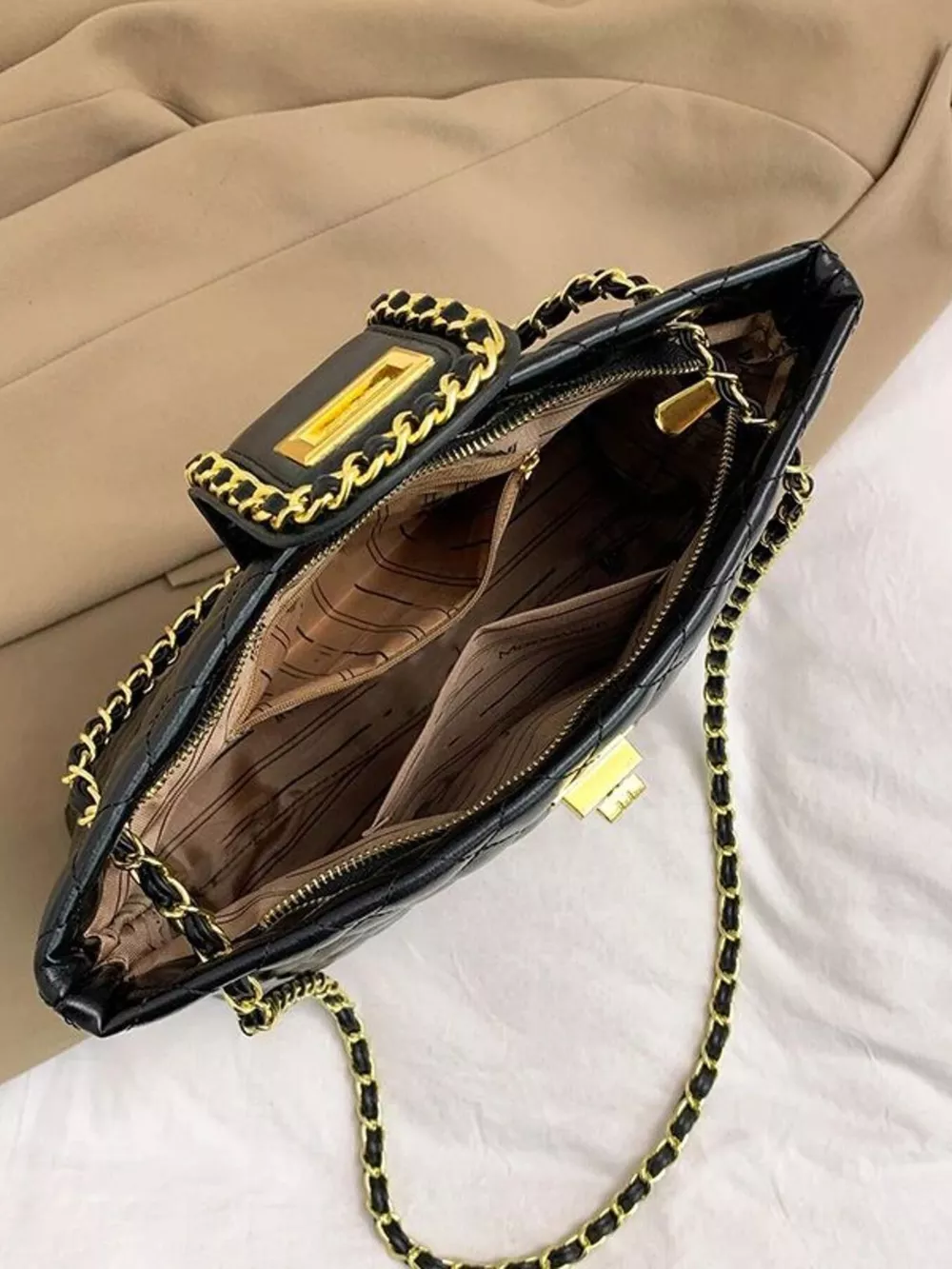 Quilted Chain Strap Shoulder Bag, image 6