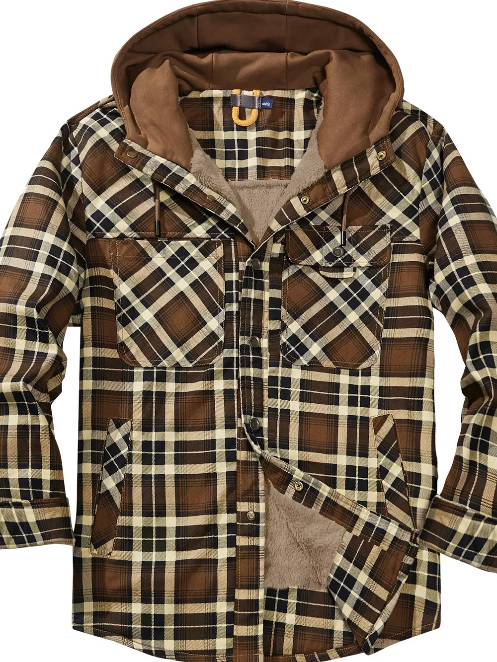 Men's Snap Down Plaid Flannel Hooded Jacket, image 13