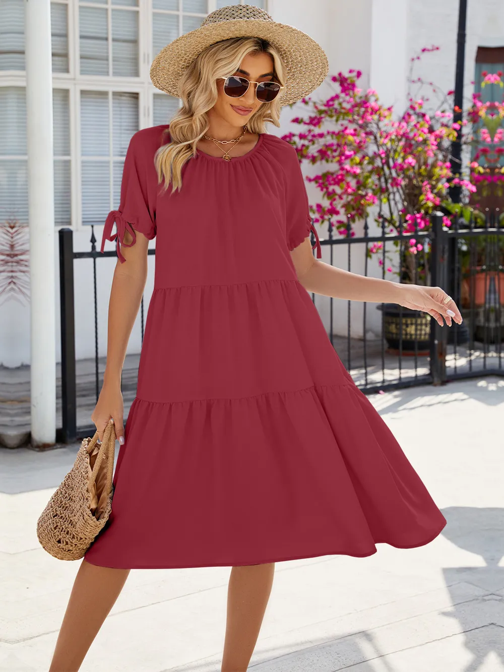 Tiered Round Neck Summer Dress, image 12
