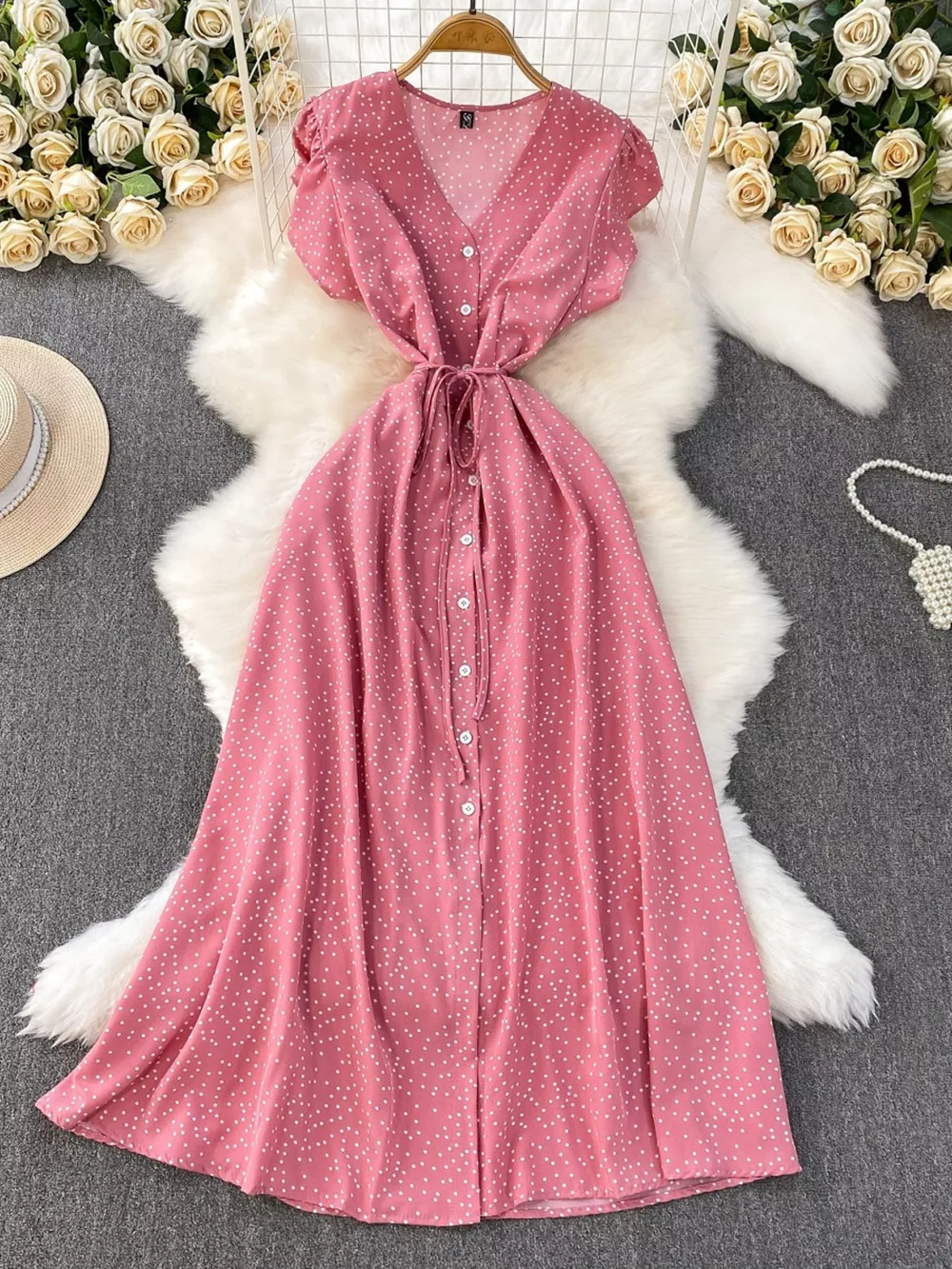 Polka Dot Button-Down Dress, image 5