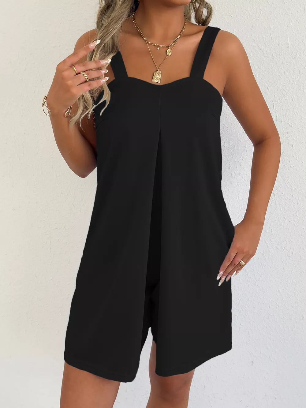 Sweetheart Neck Wide Strap Romper, image 5