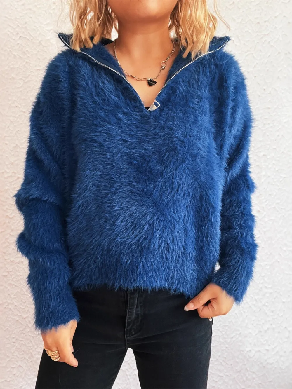 Cozy Fuzzy Half-Zip Sweater, image 6