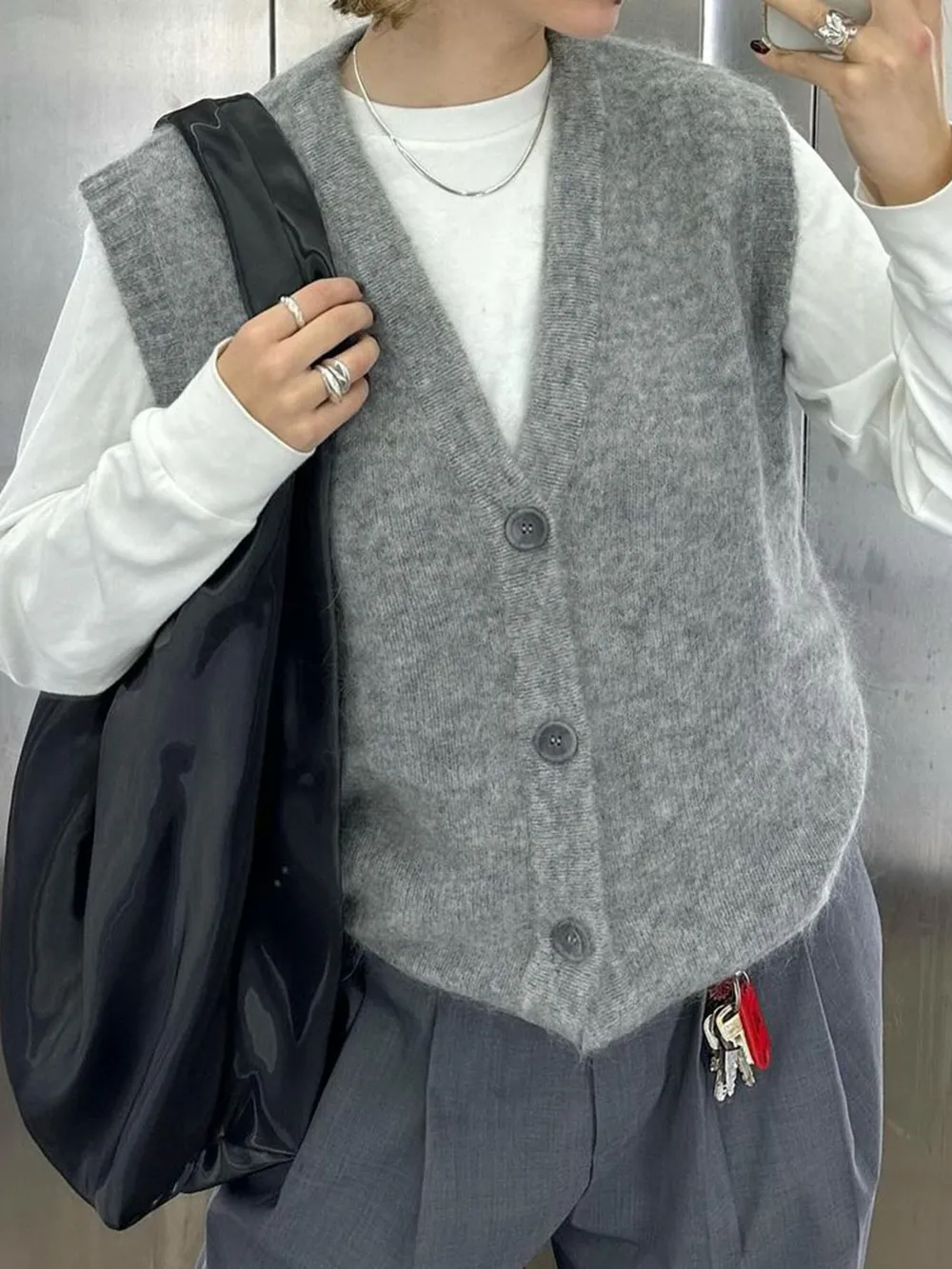 Button-Front Sweater Vest, image 6