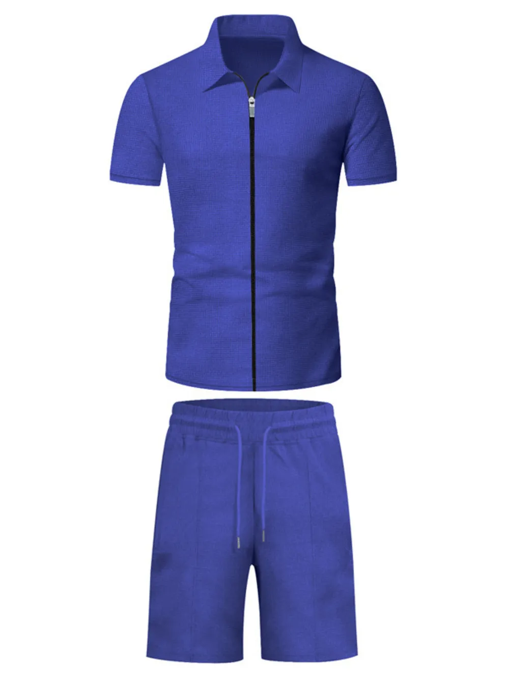 Men's Plus Size Zip Up Short Sleeve Top and Shorts Set, image 4