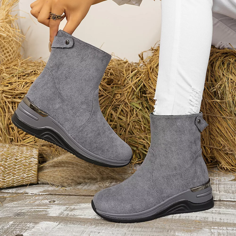 Suede Ankle Boots with Wedge Heel, image 11