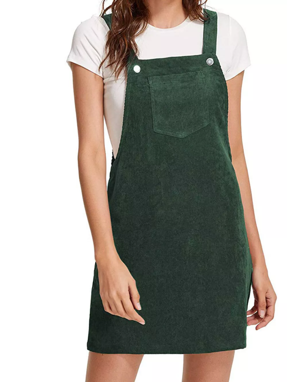 Corduroy Wide Strap Overall Dress, image 8