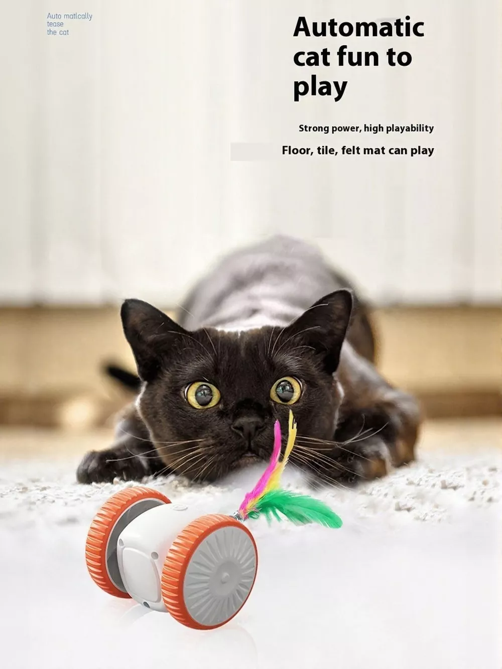 Interactive Self-Rotating Feather Pet Chase Toy, image 6