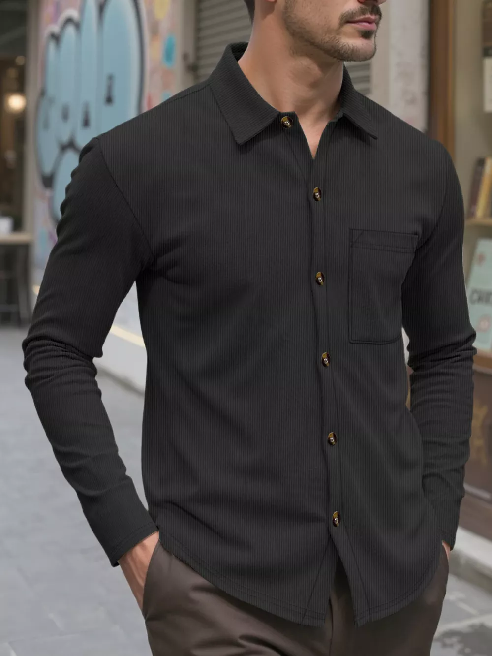 Men's Full Size Casual Button Up Long Sleeve Shirt Plus Size, image 4