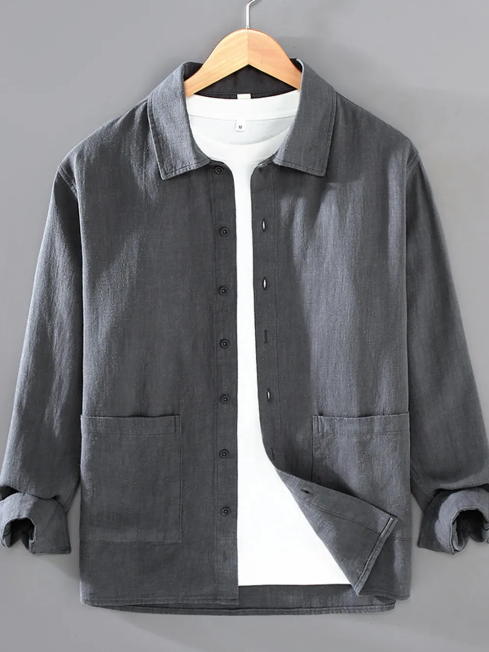 Men's Plus Size Button Up Long Sleeve Shirt, image 6
