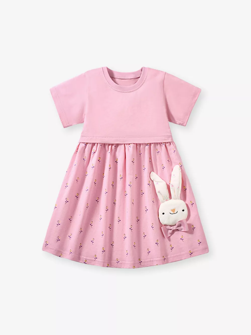 Children's Bunny Round Neck Short Sleeve Dress, image 3