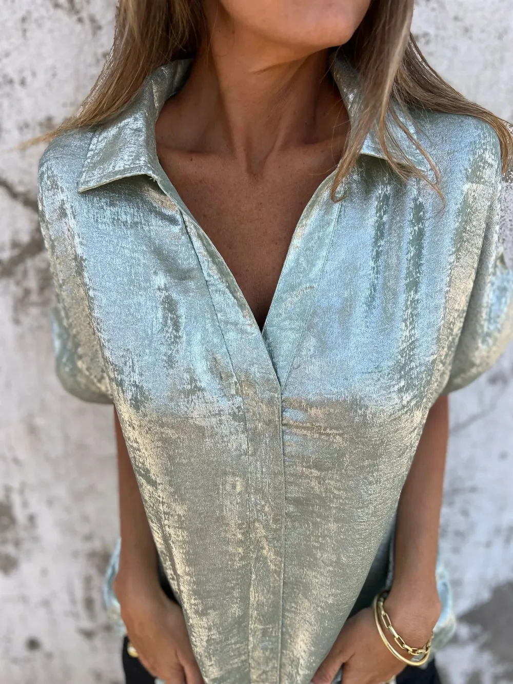 Full Size Collared Neck Short Sleeve Shirt Plus Size, image 8