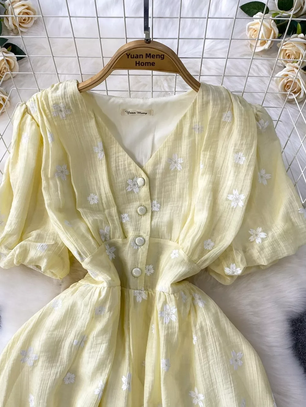 Floral Puff Sleeve A-Line Midi Dress, image 20