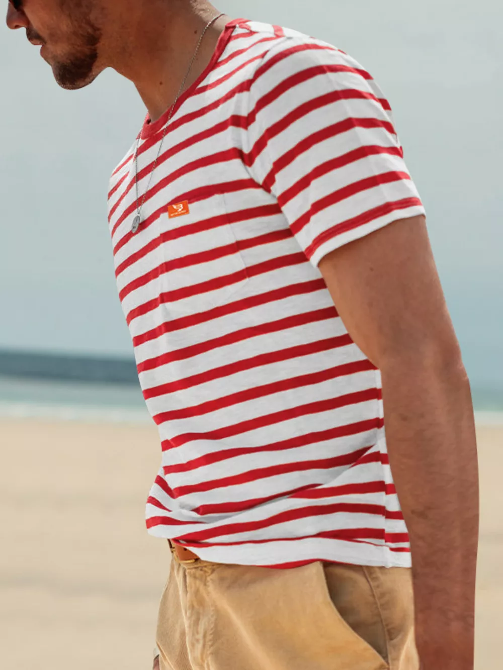 Men's Full Size Striped Pocket Short Sleeve T-Shirt Plus Size, image 3