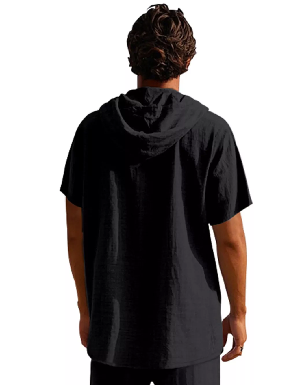 Men's Full Size Casual Short Sleeve Hooded Shirt Plus Size, image 3