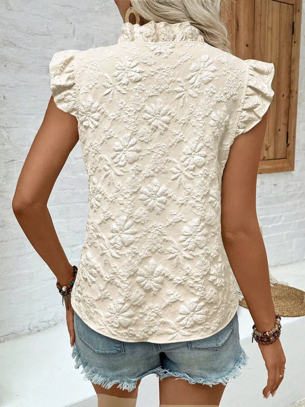 Ruffle Trim Sleeveless Blouse, image 3