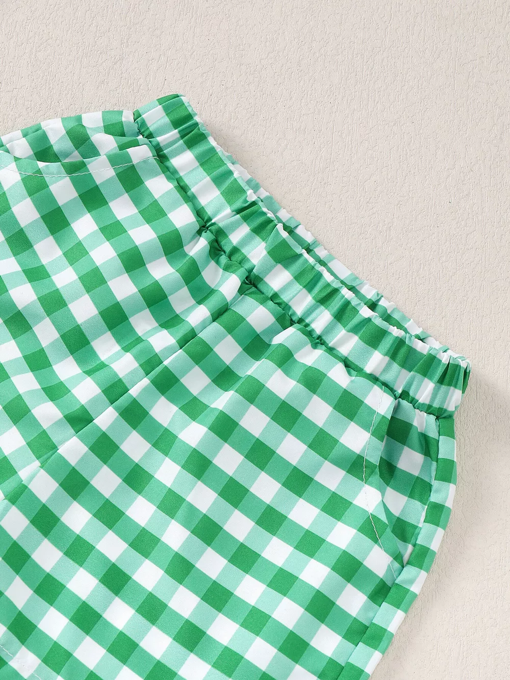 Children's Turtle Round Neck Top and Gingham Shorts Set, image 4
