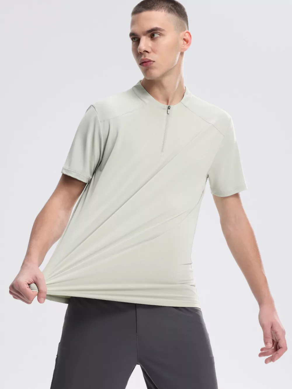 Men's Quarter Zip Short Sleeve Active T-Shirt, image 9