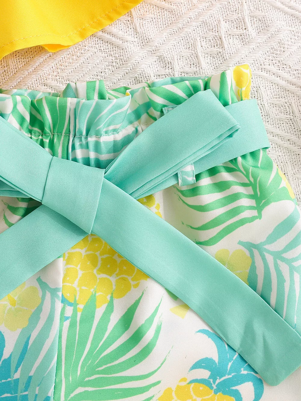 Children's Ruffle Trim Layered Cami Top & Pineapple Print Shorts Set, image 5