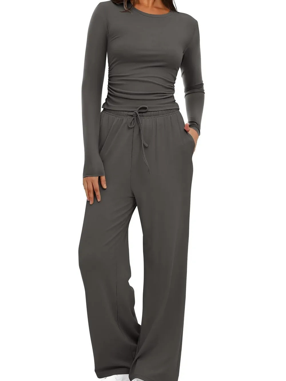 Round Neck Long Sleeve Top and Pants Set, image 27