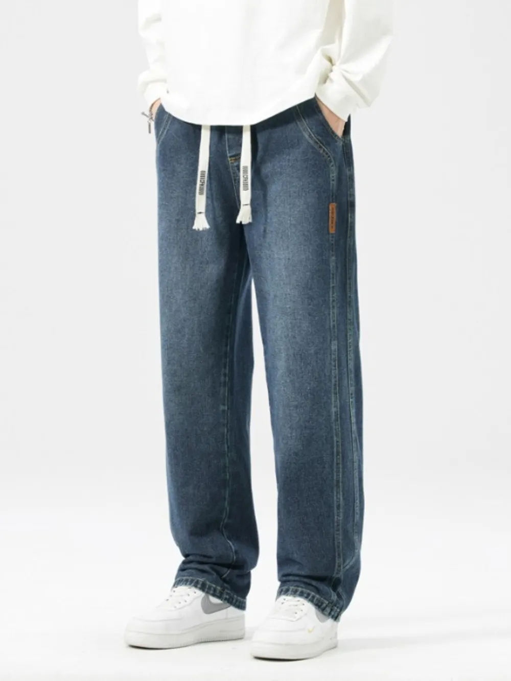 Men's Full Size Washed Loose Fit Wide Leg Jeans Plus Size, image 5