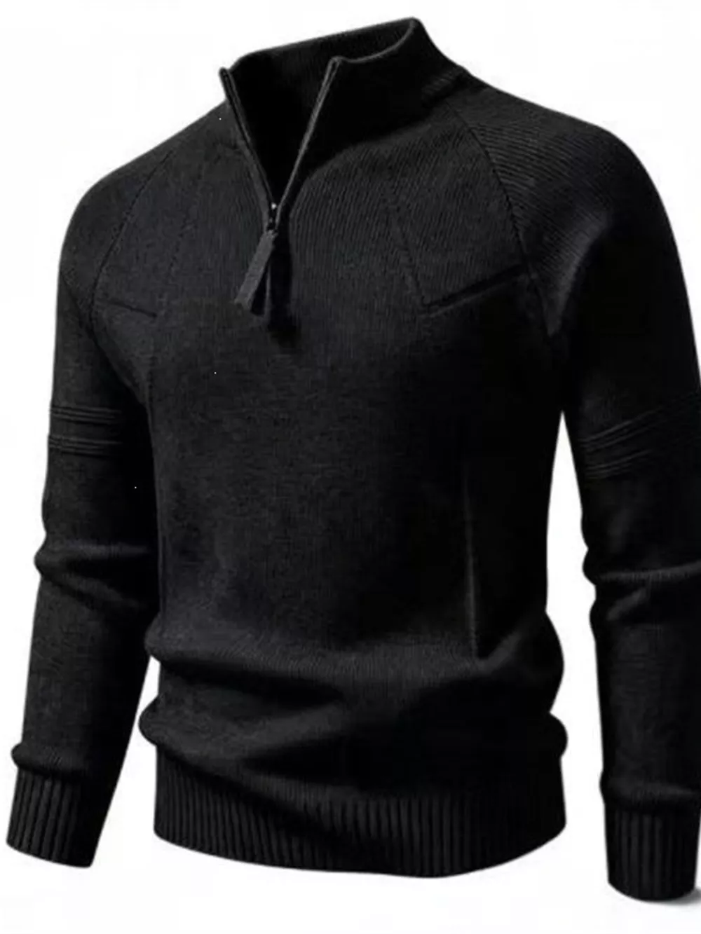 Men's Plus Size Quarter-Zip Ribbed Knit Sweater, image 13