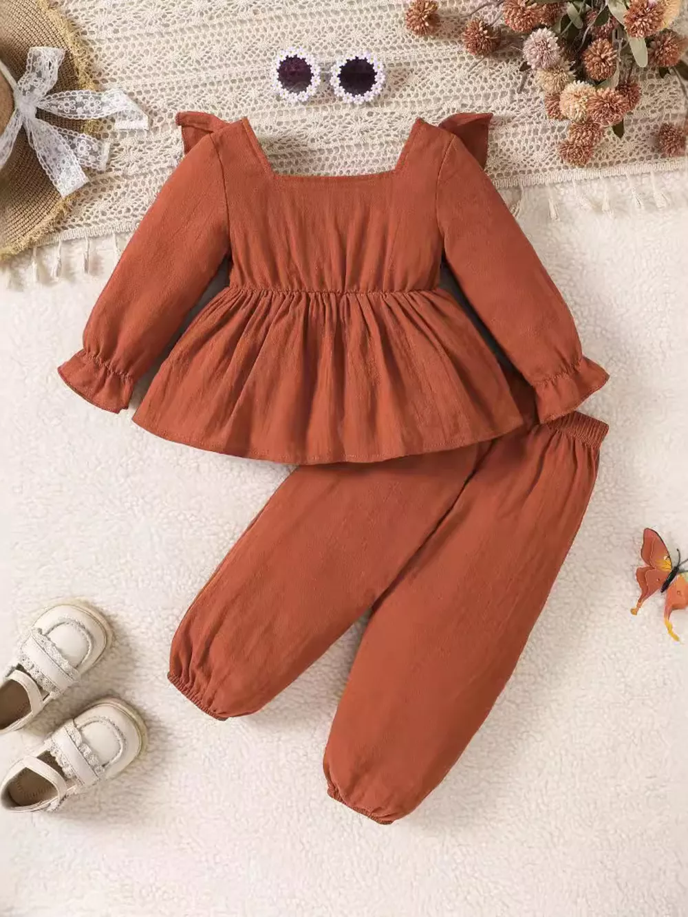 Children's Bow Long Sleeve Blouse and Pants Set, image 7