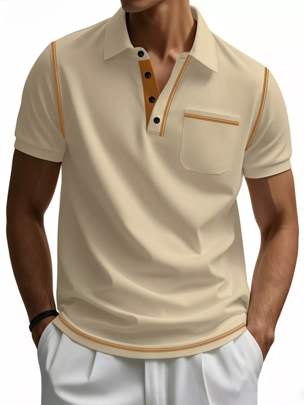 Men's Full Size Contrast Stitching Short Sleeve Top Plus Size, image 7