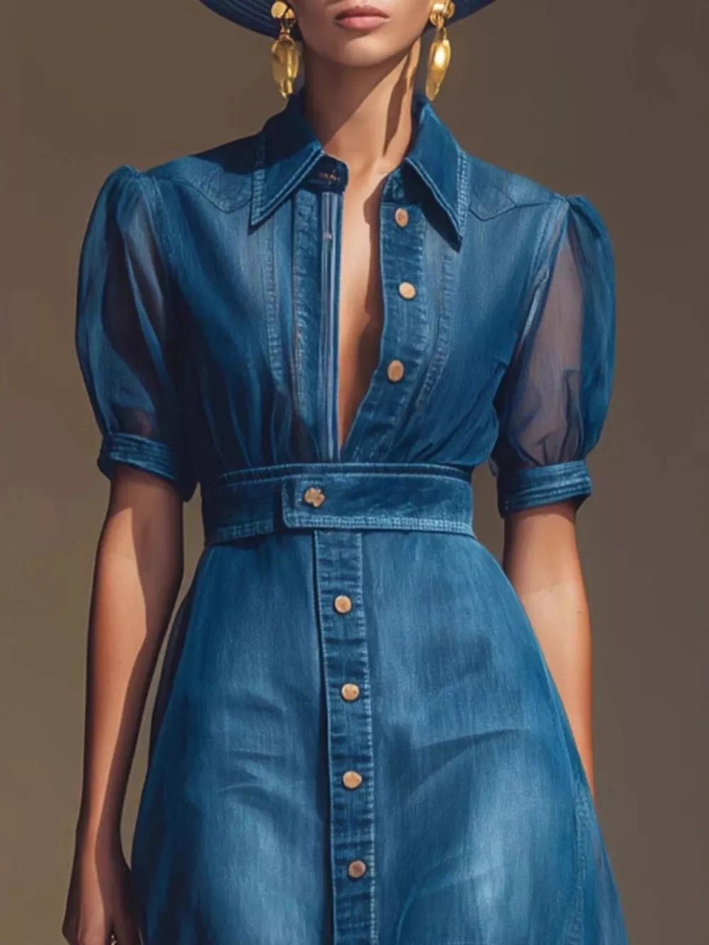 Sheer Panel Button-Down Maxi Dress, image 2