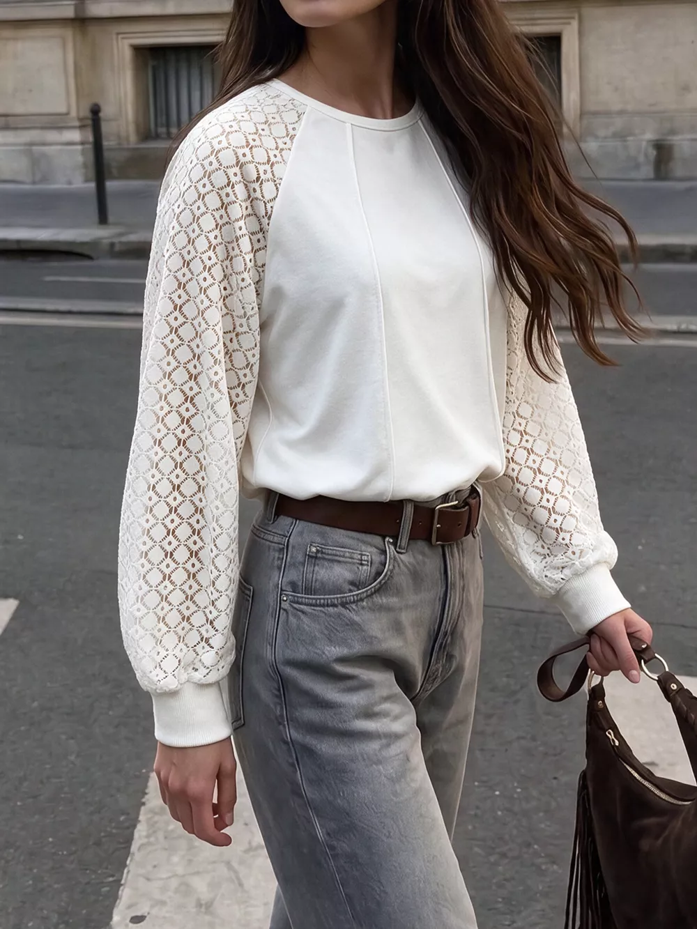 Lace Raglan Sleeve Sweatshirt, image 4