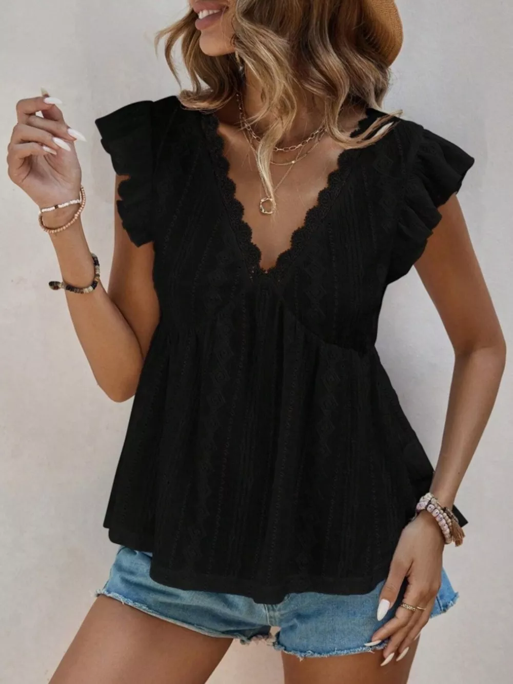 Ruffle Sleeve V-Neck Blouse, image 8
