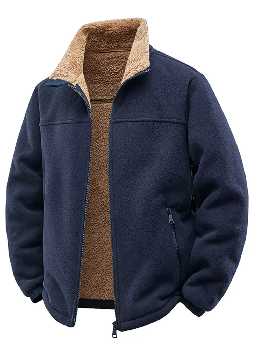 Men's Plus Size Zip Up Fleece Jacket, image 3